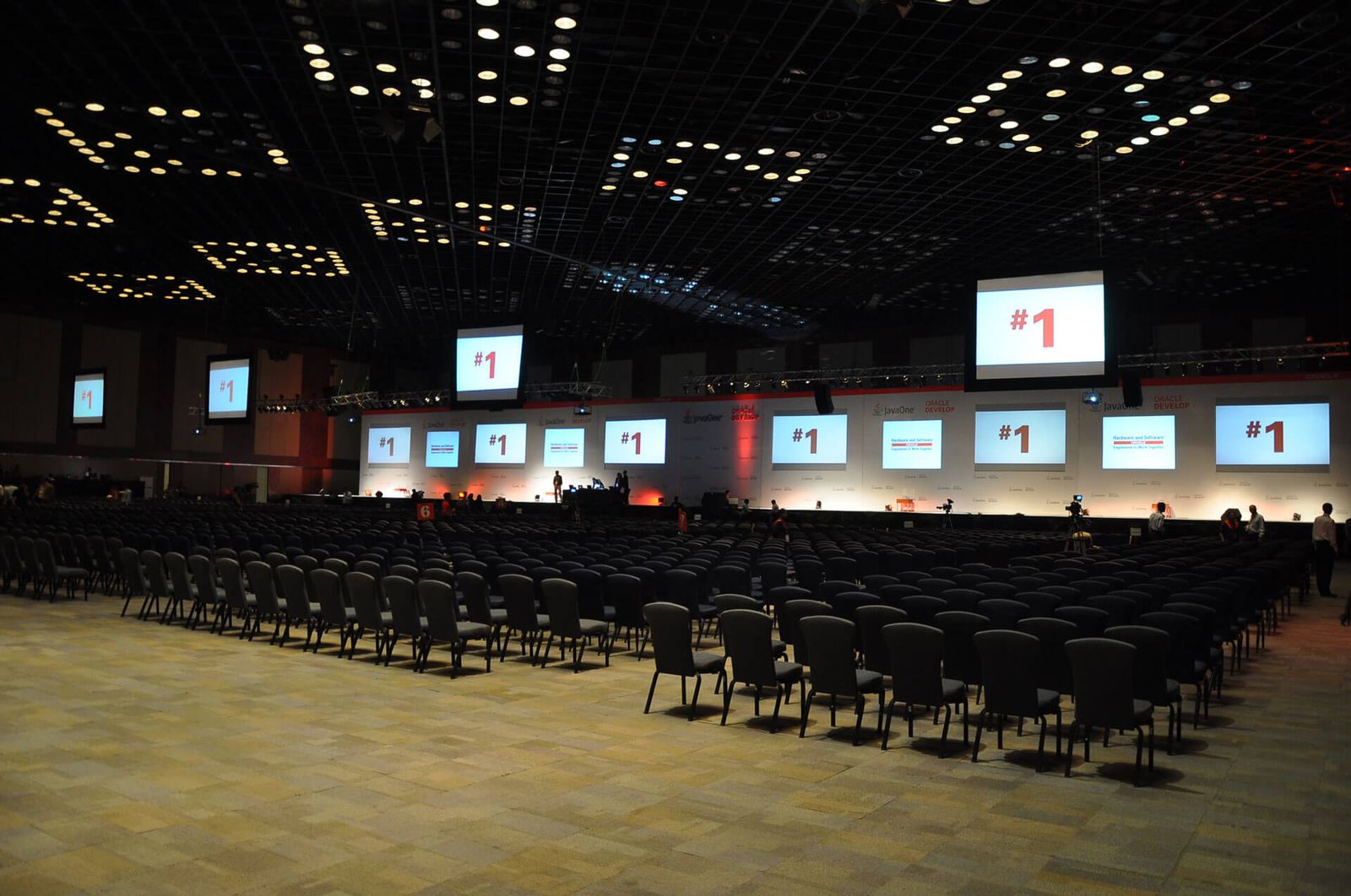 Conference hall prepared for a large corporate event